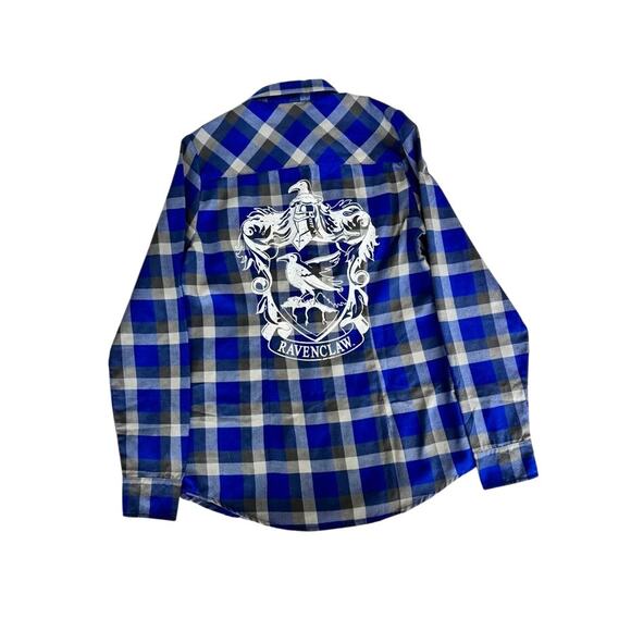 Official Harry Potter Ravenclaw Plaid Flannel Button-Down Shirt-NWT - Picture 1 of 11